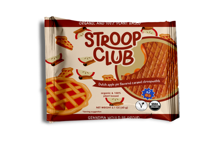 Apple Pie Caramel Plant Based and Organic Stroopwafels (box of 12x 2-pack - 24 total)