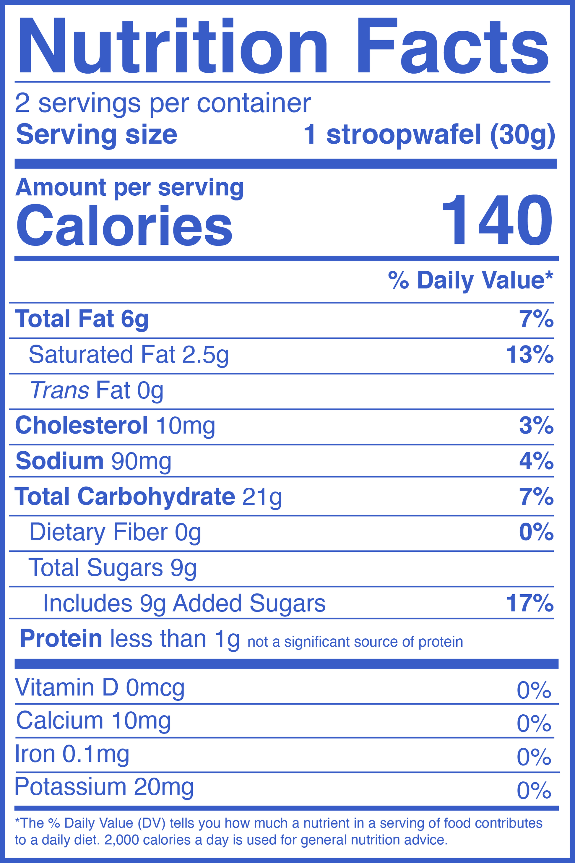 Nutrition facts label