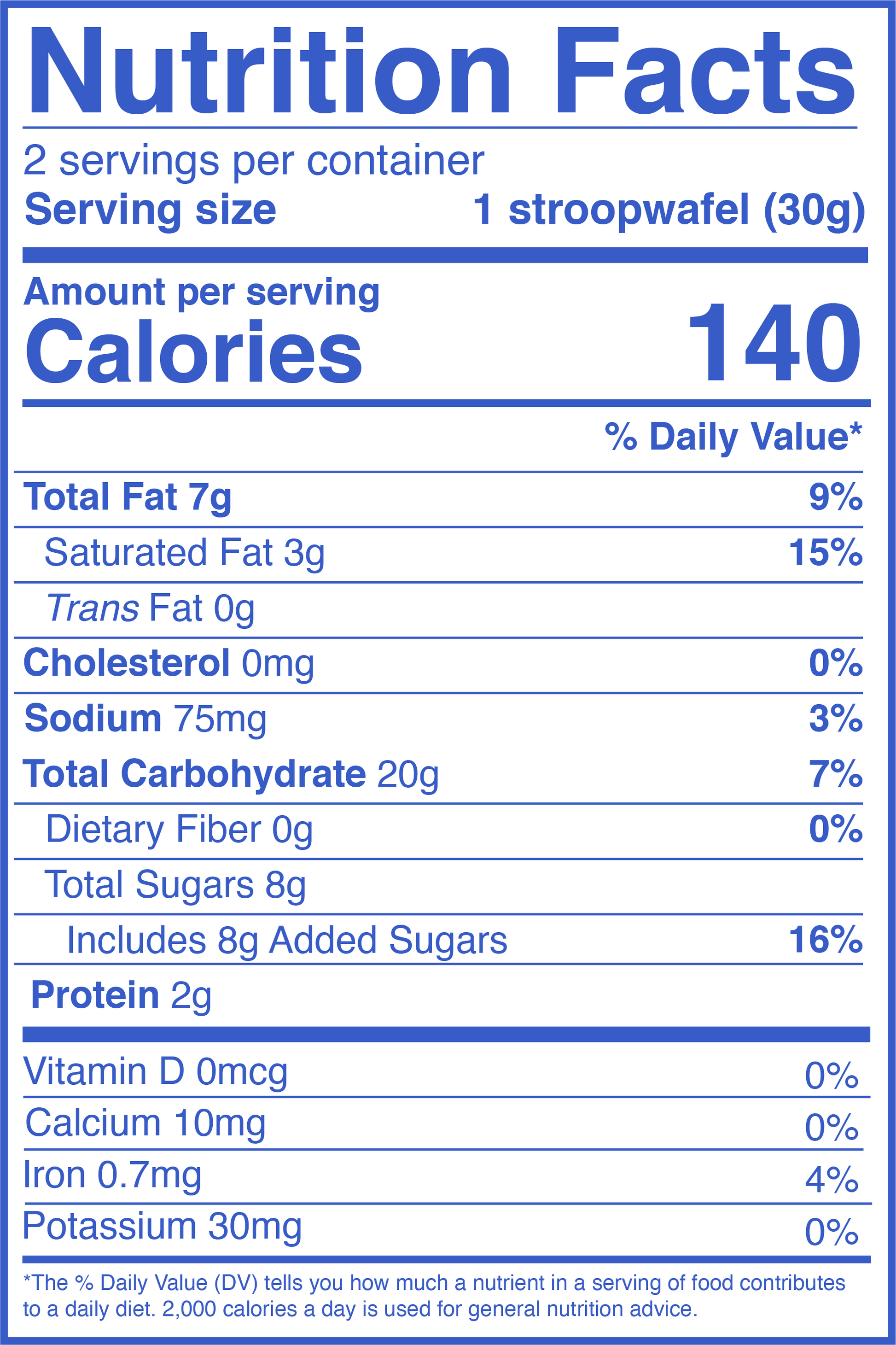 Nutrition facts label