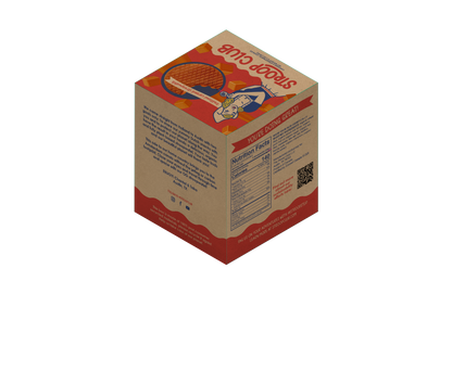 Mock up of the back of a vegan traditional stroopwafel 8-pack box